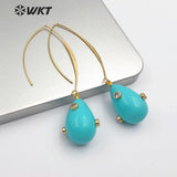 WT-E556 water drop shape natural shell pearl with stone pave Earrings