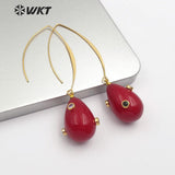 WT-E556 water drop shape natural shell pearl with stone pave Earrings