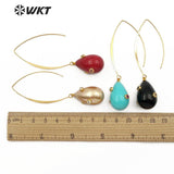 WT-E556 water drop shape natural shell pearl with stone pave Earrings