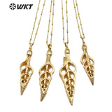 WT-JN082 Slice Trumpet Conch Shell Pendant Summer Beach Necklace