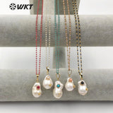 White Baroque Pearl Necklace Pearl With Gemstones Beads