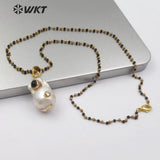 White Baroque Pearl Necklace Pearl With Gemstones Beads