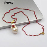 White Baroque Pearl Necklace Pearl With Gemstones Beads