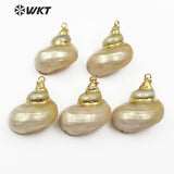 WT-JP090 Natural Trumpet Conch Shell With Gold Electroplated Sea Shell Pendant
