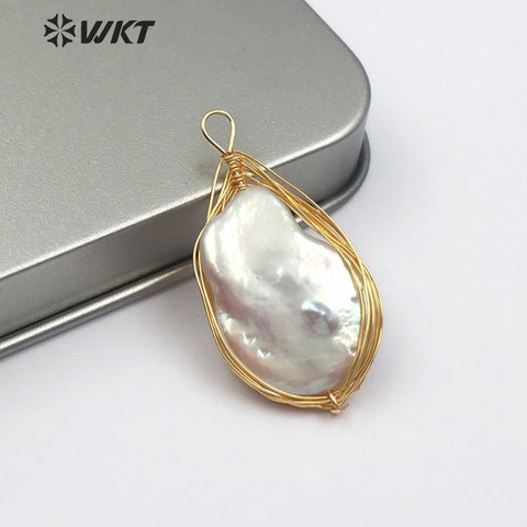 WT-JP098 Natural Freshwater Pearl Jewelry Teardrop Shape Pearl Pendant