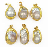 WT-JP103 White Baroque Pearl Gold Electroplated Pendant