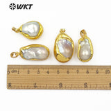 WT-JP103 White Baroque Pearl Gold Electroplated Pendant