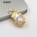 WT-JP103 White Baroque Pearl Gold Electroplated Pendant