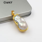 WT-JP103 White Baroque Pearl Gold Electroplated Pendant