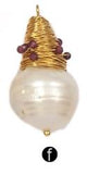 WT-JP132 Baroque Pearl Teardrop Shape With Brass Wire Tiny Gem-stones Charm Necklace Pendant