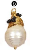 WT-JP132 Baroque Pearl Teardrop Shape With Brass Wire Tiny Gem-stones Charm Necklace Pendant