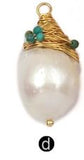 WT-JP132 Baroque Pearl Teardrop Shape With Brass Wire Tiny Gem-stones Charm Necklace Pendant