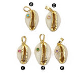 WT-JP141  CZ Bead Gold Electroplated Cowrie Necklace Pendant