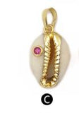 WT-JP141  CZ Bead Gold Electroplated Cowrie Necklace Pendant