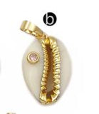 WT-JP141  CZ Bead Gold Electroplated Cowrie Necklace Pendant