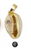 WT-JP141  CZ Bead Gold Electroplated Cowrie Necklace Pendant