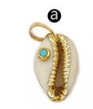 WT-JP141  CZ Bead Gold Electroplated Cowrie Necklace Pendant