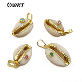 WT-JP141  CZ Bead Gold Electroplated Cowrie Necklace Pendant