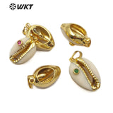 WT-JP141  CZ Bead Gold Electroplated Cowrie Necklace Pendant