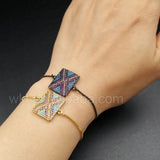 WT-MB010 Cubic Zircon Pate Color Connector Rectangular X Pattern Bracelet