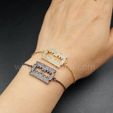 WT-MB012 Cubic Zircon Pated Orthogon Zigzag Connector Bracelet