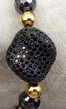 WT-MB055 WKT Hematite Beads Square Shape CZ Micro Pave Elastic Pendant Bracelet