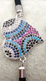 WT-MB056 WKT Micro Pave Heart Shape Pendant Nylon Rope Connector Bracelet