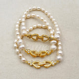 WT-MB062WKT CZ Micro Pave Connector Freshwater Pearl Beads Pendant Bracelet