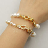 WT-MB062WKT CZ Micro Pave Connector Freshwater Pearl Beads Pendant Bracelet