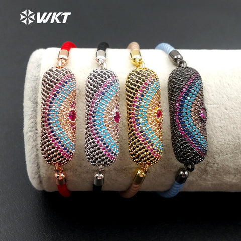 WT-MB086 WKT CZ Micro Pave Adjustable Connector Bracelet