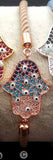 WT-MB091 WKT Connector Bracelet Hand Shape CZ Micro Pave Evil Eye Pendant