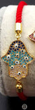 WT-MB091 WKT Connector Bracelet Hand Shape CZ Micro Pave Evil Eye Pendant