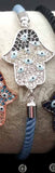WT-MB091 WKT Connector Bracelet Hand Shape CZ Micro Pave Evil Eye Pendant