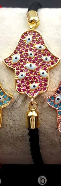 WT-MB091 WKT Connector Bracelet Hand Shape CZ Micro Pave Evil Eye Pendant