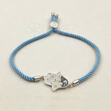 WT-MB091 WKT Connector Bracelet Hand Shape CZ Micro Pave Evil Eye Pendant