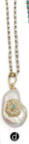 WT-MN952 natural freshwater pearl＆CZ Pendant Necklace drop shape pearl Necklace