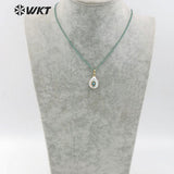 WT-MN952 natural freshwater pearl＆CZ Pendant Necklace drop shape pearl Necklace