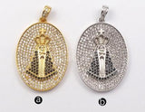 WT-MP105 Vintage Christian Religious Token Cubic Zirconia Pave Pendant