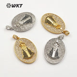 WT-MP105 Vintage Christian Religious Token Cubic Zirconia Pave Pendant