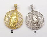 WT-MP106 Gold And Silver Color Vermeil Virgin Mary Medallion Pendant