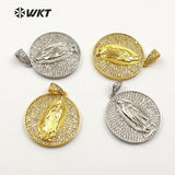 WT-MP106 Gold And Silver Color Vermeil Virgin Mary Medallion Pendant