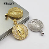 WT-MP106 Gold And Silver Color Vermeil Virgin Mary Medallion Pendant