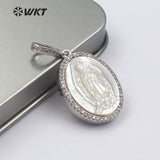 WT-MP107 Virgin Mary Medallion Shell Pendent Life Of Tree Pendant