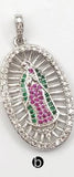WT-MP110 Catholicism Token Virgin De Gudalupe Oval Medal With Colorful Micro Pave Pendant Necklace