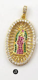 WT-MP110 Catholicism Token Virgin De Gudalupe Oval Medal With Colorful Micro Pave Pendant Necklace