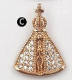 WT-MP111 Religious Medal Delicate Crave Fan Shape Cubic Zirconia Pave With Tiny Cross Charm Pendant