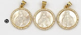 WT-MP113 Blessed Virgin Mary Miraculous Medal Round Charm Cubic Zirconia Shell De Guadalupe Pendant