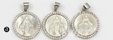 WT-MP113 Blessed Virgin Mary Miraculous Medal Round Charm Cubic Zirconia Shell De Guadalupe Pendant