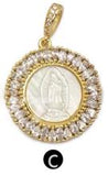 WT-MP115 Religious Shell Pendant De Guadalupe Blessed Virgin Saint Benedict Medallion Pendant