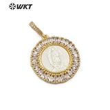 WT-MP115 Religious Shell Pendant De Guadalupe Blessed Virgin Saint Benedict Medallion Pendant